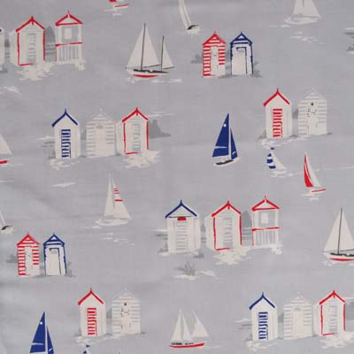 Beach Wallpaper on Beach Huts Grey Navy White Red Ships And Beach Huts On Grey Background