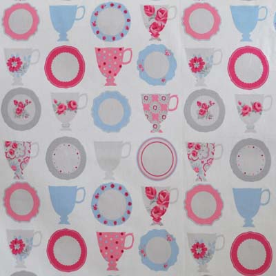 1068: Teacups Pink [0.70 metre] - £5.50 ITEM PRICE