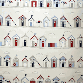 Beach Huts Stripe-Blue - £ 18.00 per metre